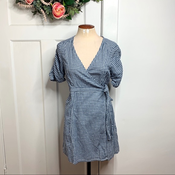 gingham wrap dress